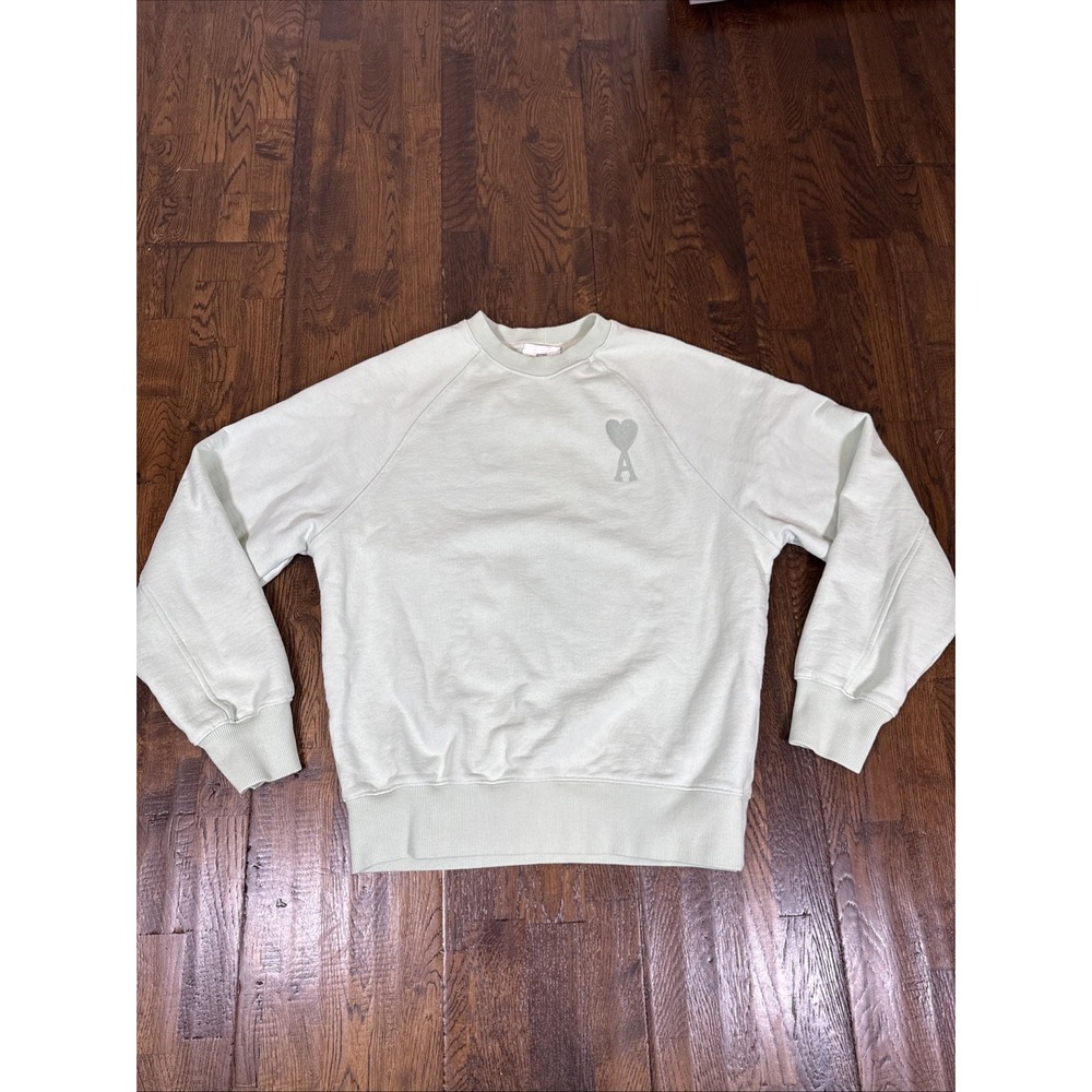 AMI Alexandre Mattiussi Women’s Sweatshirt Mint Heart Logo Made In Portugal M